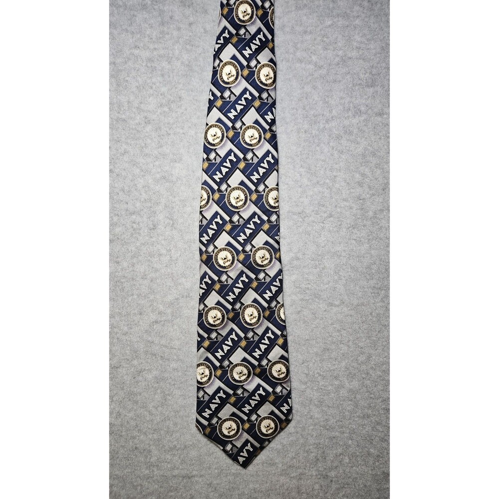 Larson U.S. Navy Men's 100% Silk Necktie Military Seal Blue Gold Tie